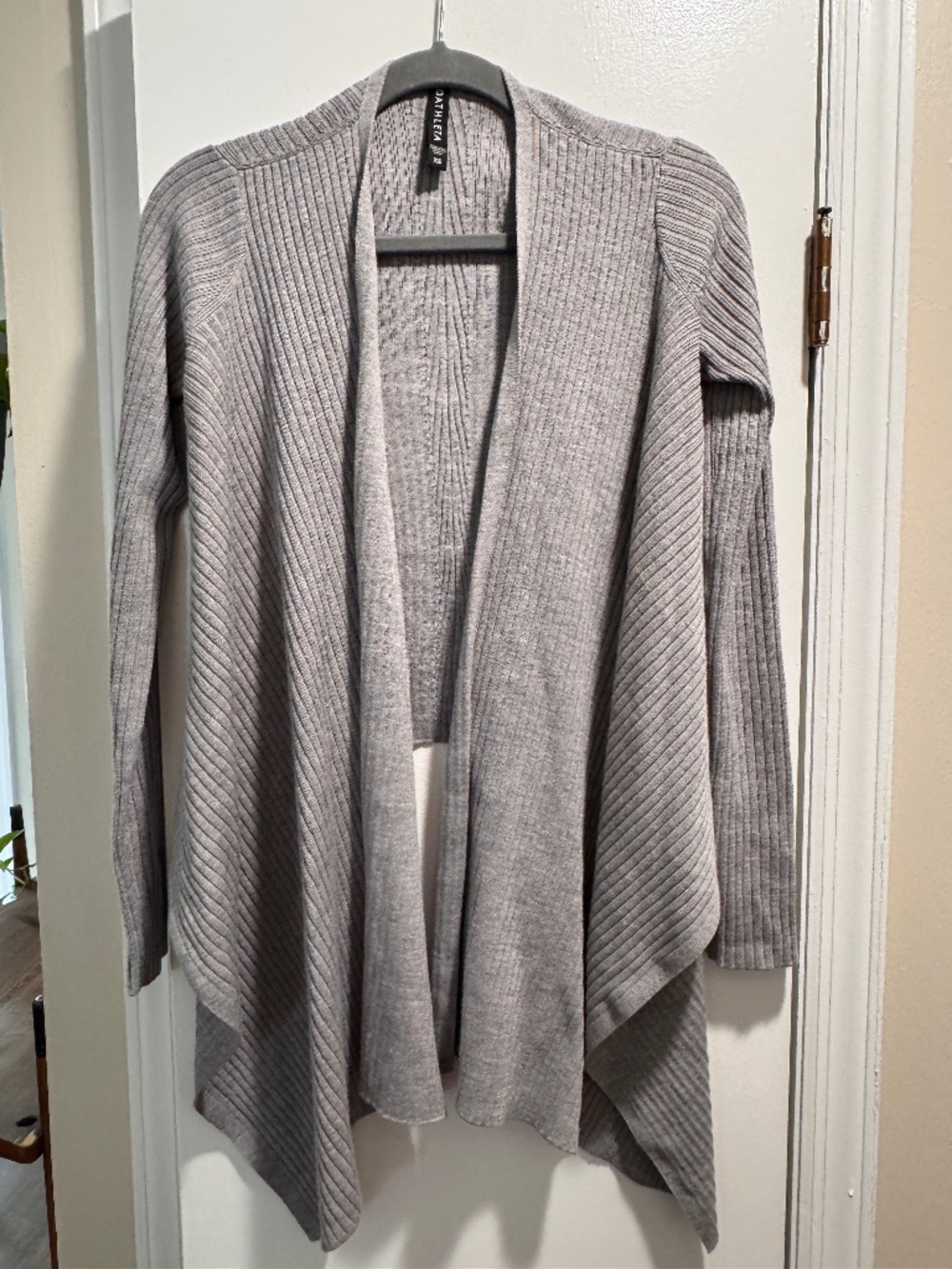Athleta Solstice Wrap Cardigan Sweater Merino Wool Blend Light Grey XS